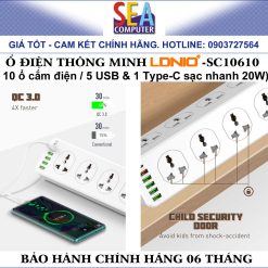 Alternative view of Ổ cắm điện thông minh LDNIO 10 ổ điện, 6 USB 20w, cáp 2m - SC10610