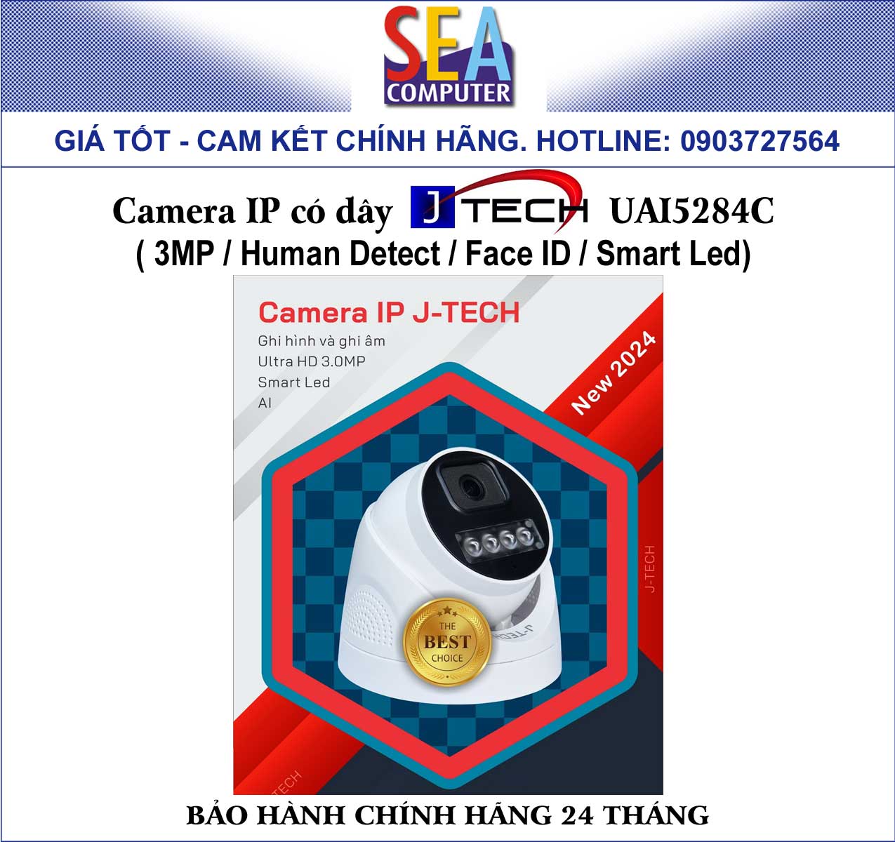 Camera IP có dây J-TECH 3MP / Human Detect / Face ID / Smart Led - UAI5284C - Ảnh 2