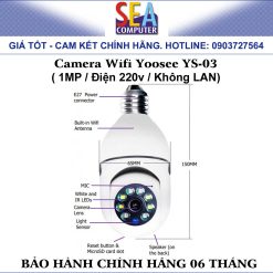 Alternative view of Camera Wifi bóng đèn Yoosee YS-03 ( 1MP / Điện 220v / Không LAN)