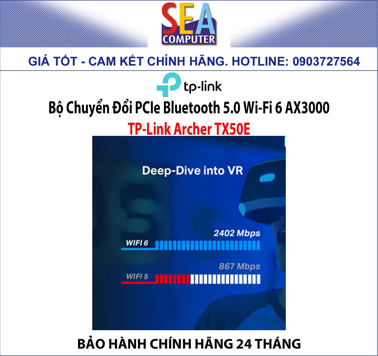 Bộ Chuyển Đổi PCIe Bluetooth 5.0 Wi-Fi 6 AX3000 TP-Link Archer TX50E - Ảnh 2