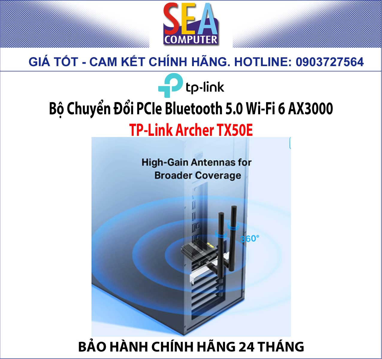 Bộ Chuyển Đổi PCIe Bluetooth 5.0 Wi-Fi 6 AX3000 TP-Link Archer TX50E - Ảnh 3