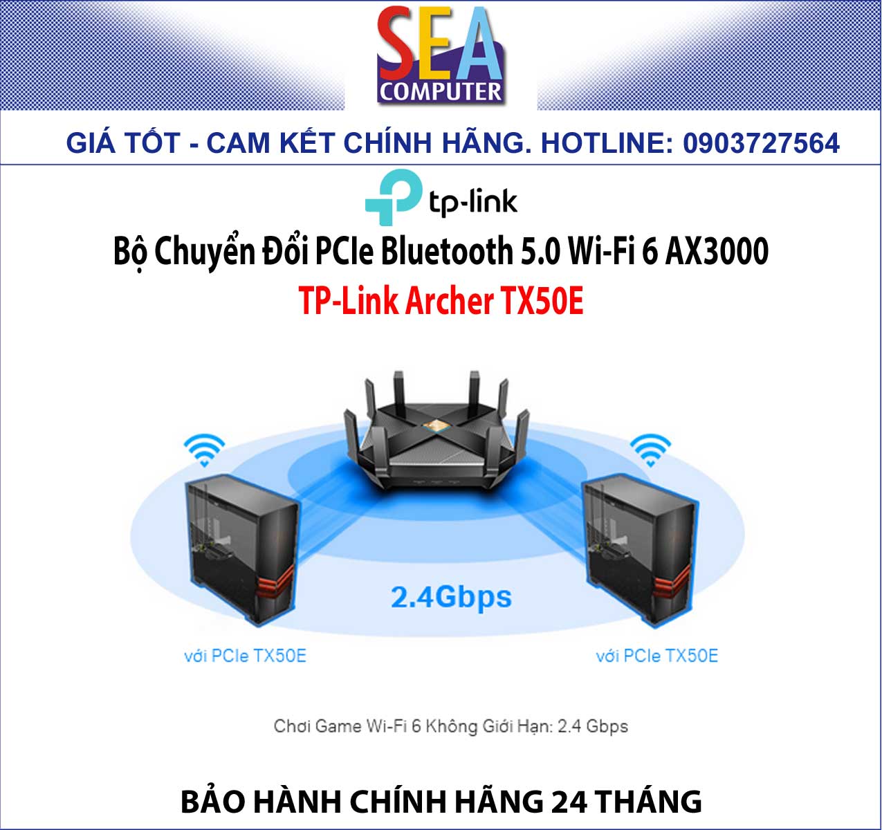 Bộ Chuyển Đổi PCIe Bluetooth 5.0 Wi-Fi 6 AX3000 TP-Link Archer TX50E - Ảnh 5