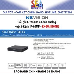 Alternative view of Đầu ghi KBVISION HD 5 in 1 (CVI / TVI / AHD / ANALOG / IP)  Nhận diện khuôn mặt, 4 kênh- KX-DAi8104H3