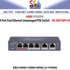 HIKVISION 4 Port Fast Ethernet Unmanaged POE Switch  - DS-3E0106P-E/M