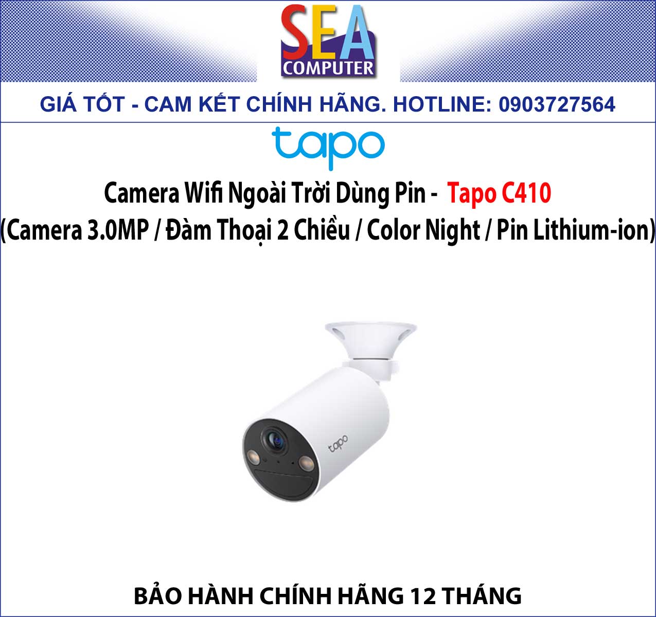 Camera Wifi Ngoài Trời Dùng Pin 3.0MP - Tapo C410 - Ảnh 3