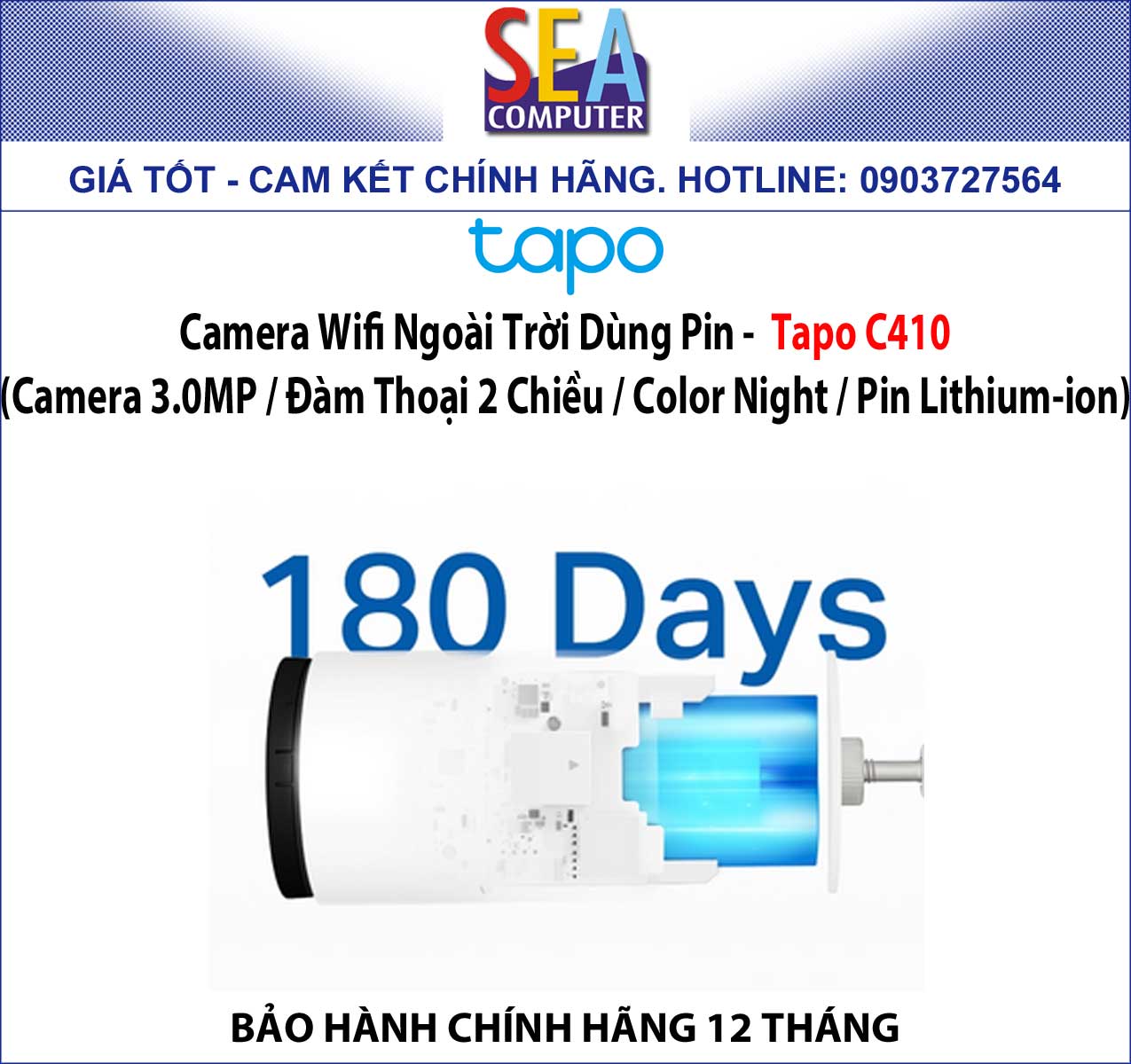 Camera Wifi Ngoài Trời Dùng Pin 3.0MP - Tapo C410 - Ảnh 6