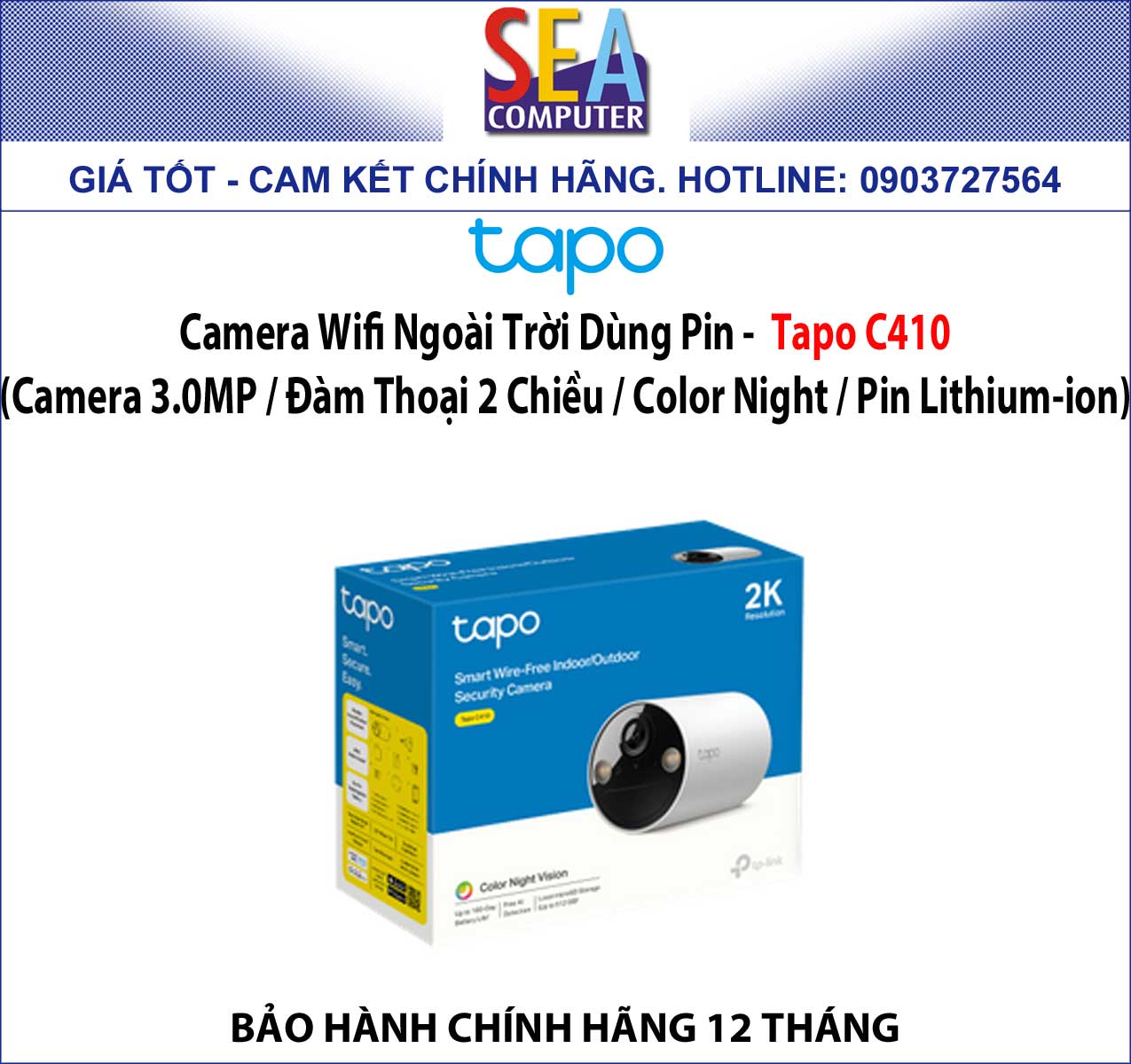 Camera Wifi Ngoài Trời Dùng Pin 3.0MP - Tapo C410 - Ảnh 7