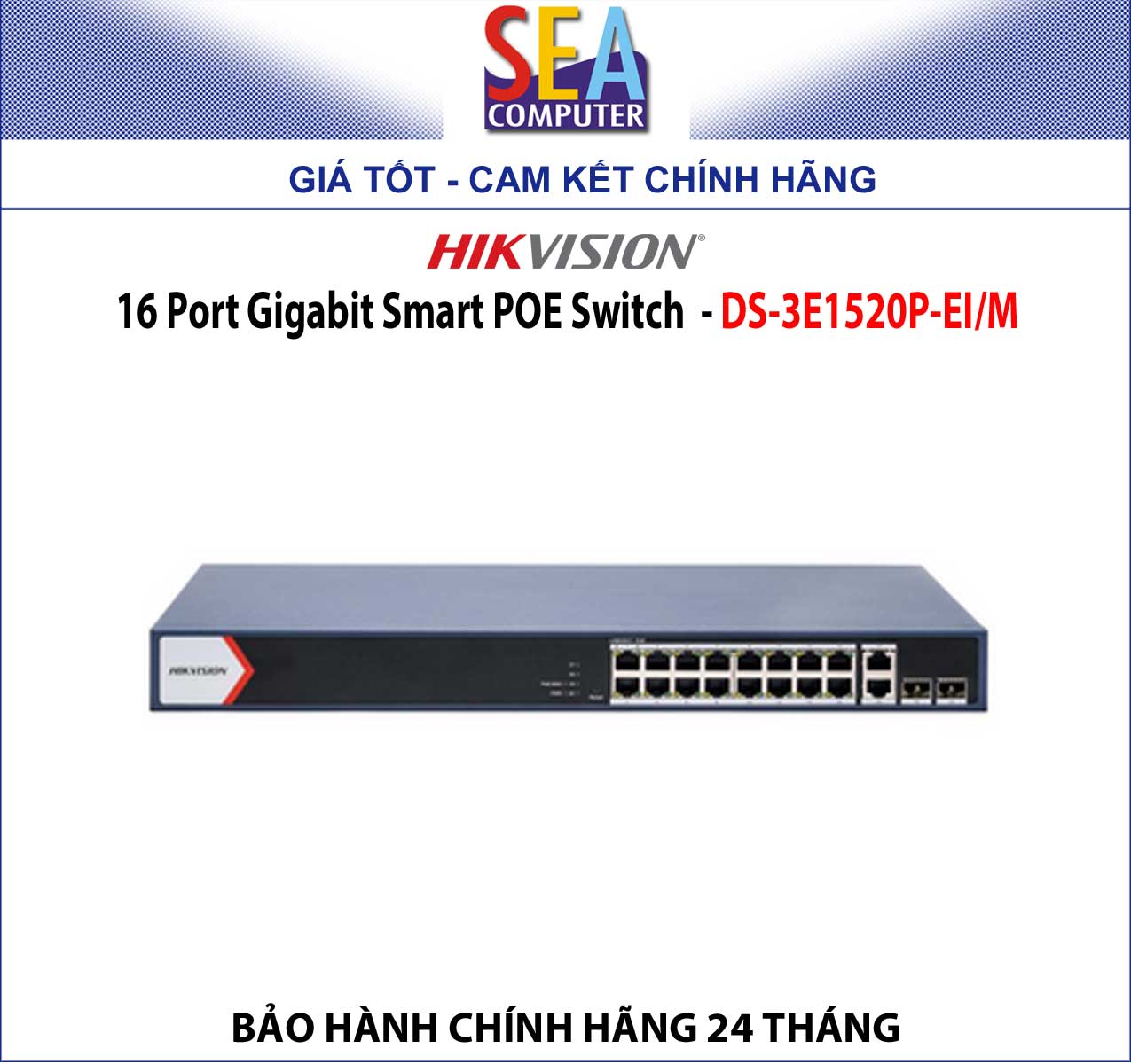 HIKVISION Smart POE Switch16 Port Gigabit - DS-3E1520P-EI/M