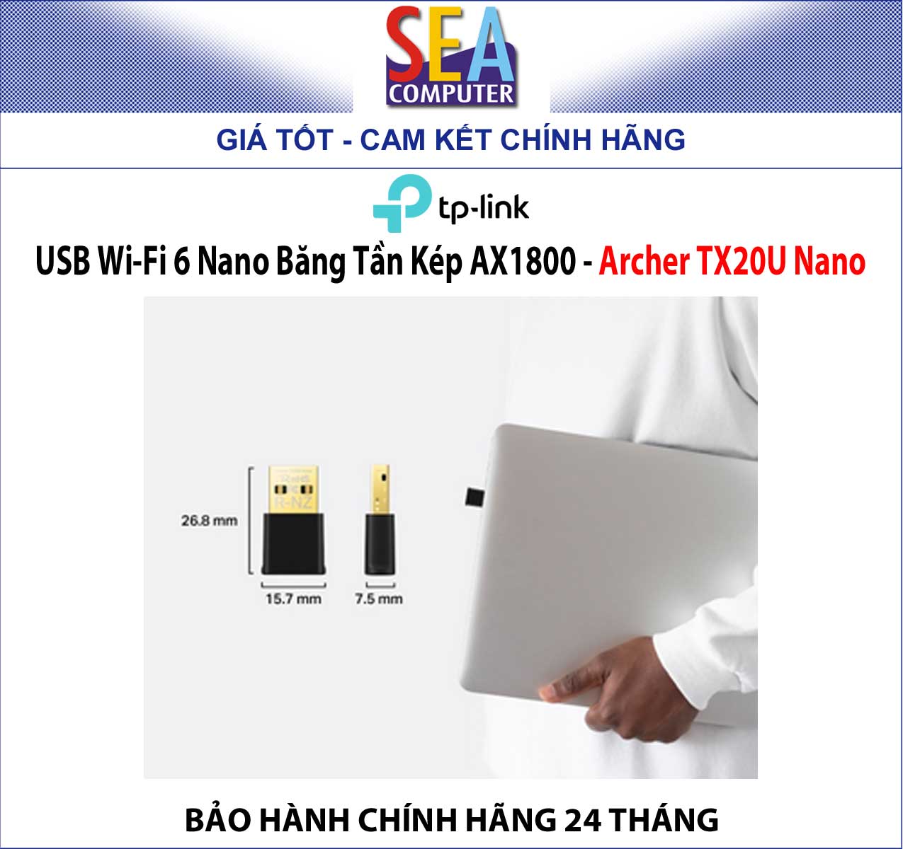 USB Wi-Fi 6 Nano Băng Tần Kép AX1800 - TPLINK Archer TX20U Nano - Ảnh 4