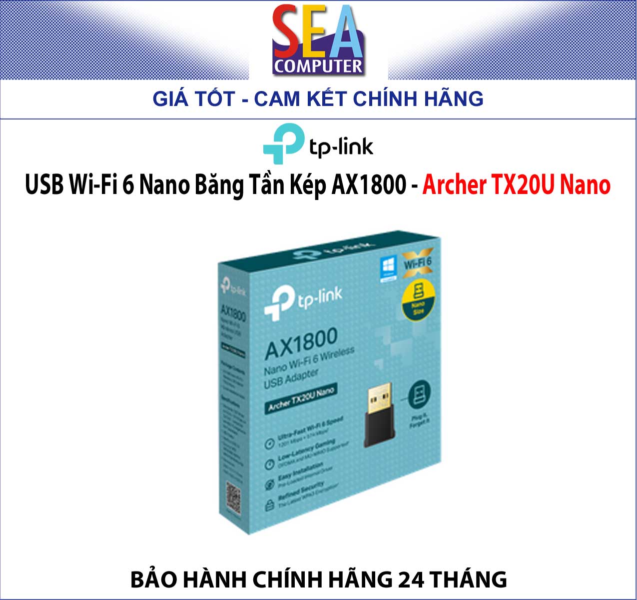 USB Wi-Fi 6 Nano Băng Tần Kép AX1800 - TPLINK Archer TX20U Nano - Ảnh 5