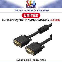Cáp VGA Unitek (3C+6) 2 Đầu 15 Pin (Male To Male) 1080p@60Hz 5m - Y-C505G